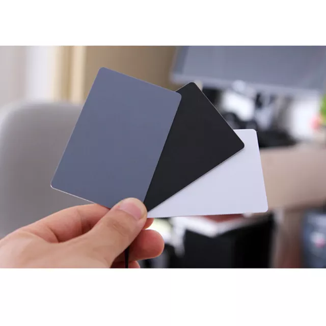 3 in 1 Pocket-Size Digital White Black Grey Balance Cards 18% Gray Card D_~~