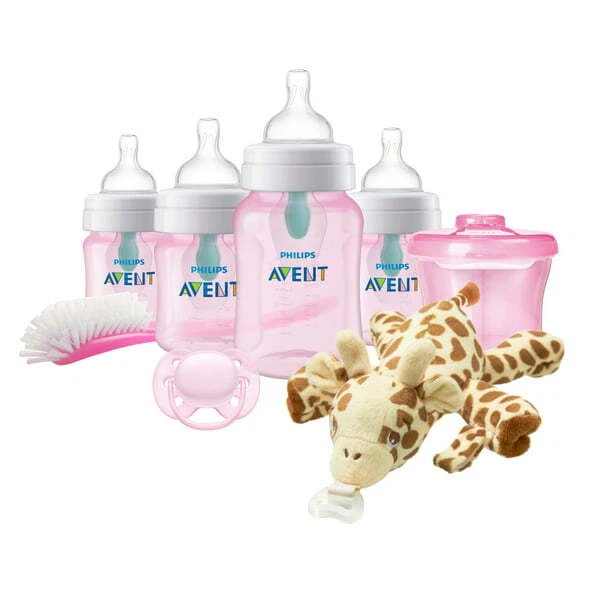 NEW Philips AVENT Anti-Colic Baby Bottle with AirFree Vent Newborn Gift Set,Pink