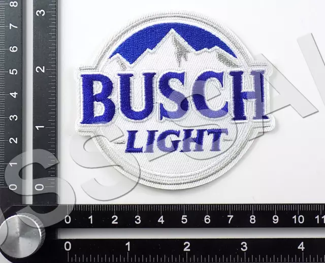 BUSCH LIGHT EMBROIDERED PATCH IRON/SEW ON ~3-3/8" x 3" BREWERY ANHEUSER BEER CAN