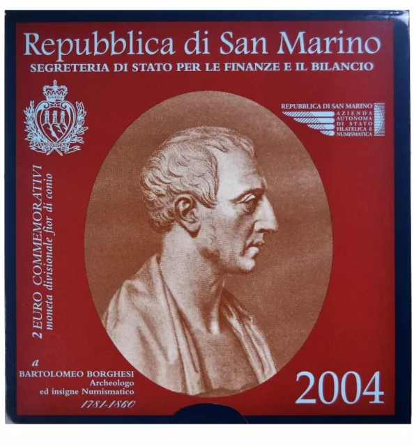 Saint Marin , 2 Euro, Bartolomeo Borghesi, 2004, Rome, FDC, FDC, Bimét