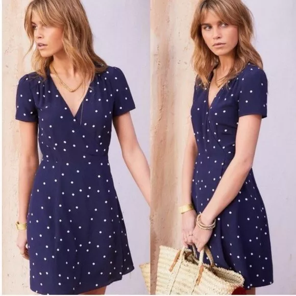 SEZANE ANASTASIA MINI Dress Wrap Blue Foliage White Floral Size 38 US 6 179.00 PicClick