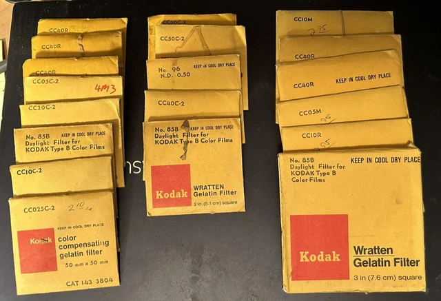 Lote vintage de filtros de gelatina compensadores de color KODAK/filtros de gelatina wratten