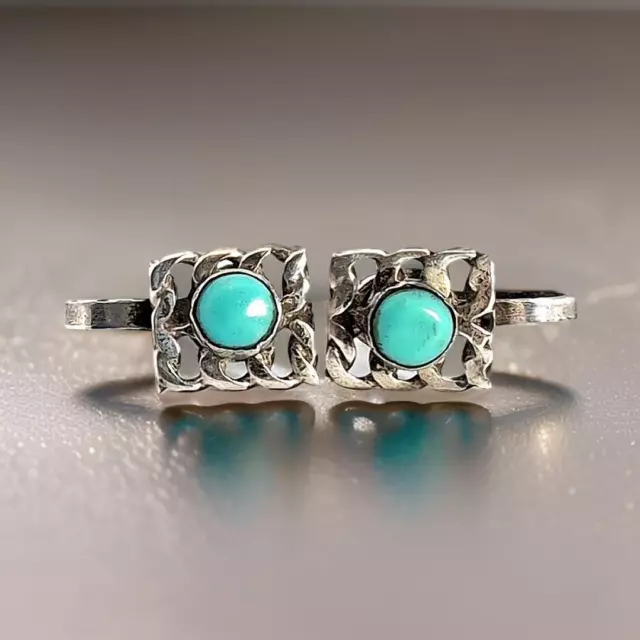 Old Mexico Sterling Silver Turquoise Tribal Screwback Earrings #7847