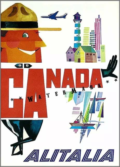 290521 Canadian Mountie Canada 1950 Alitalia Airline Travel POSTER PLAKAT