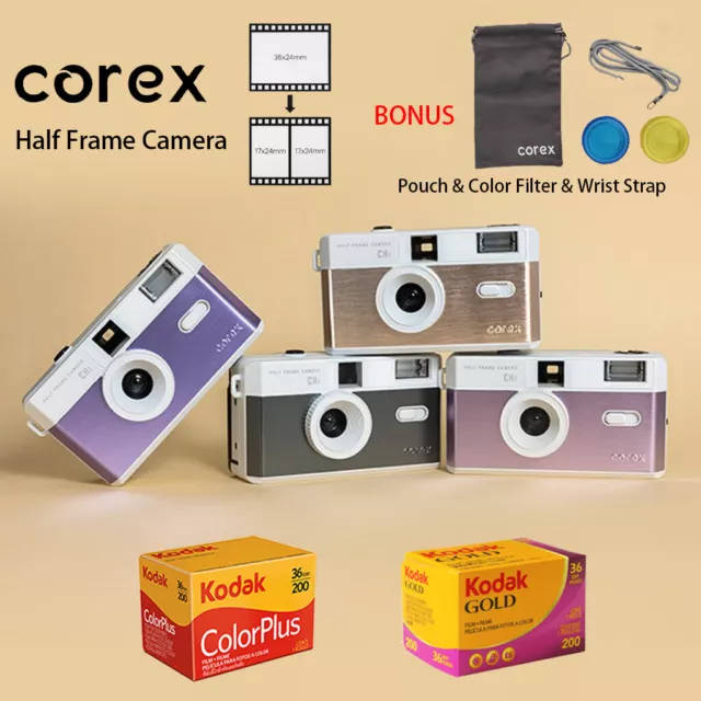 Corex Ch1 Half Frame 35mm Film Camera like H35 + Kodak ColorPlus / Gold 36 Exp