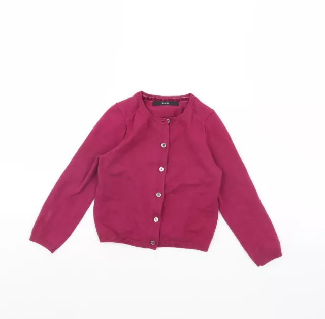 George Girls Purple Round Neck Cotton Cardigan Jumper Size 4 Years Button