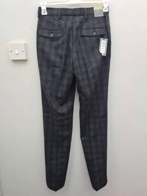 MS Collection Slim Tapered Pleat Mens Trouser Grey BNWT 28 W 33 L Reg Wool Blend