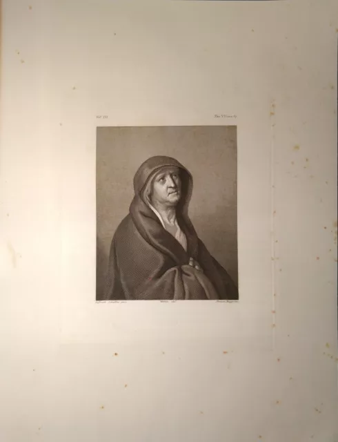 Stampa antica RITRATTO DI DONNA LA MADRE DI GERARD DOW 1841 Old antique print