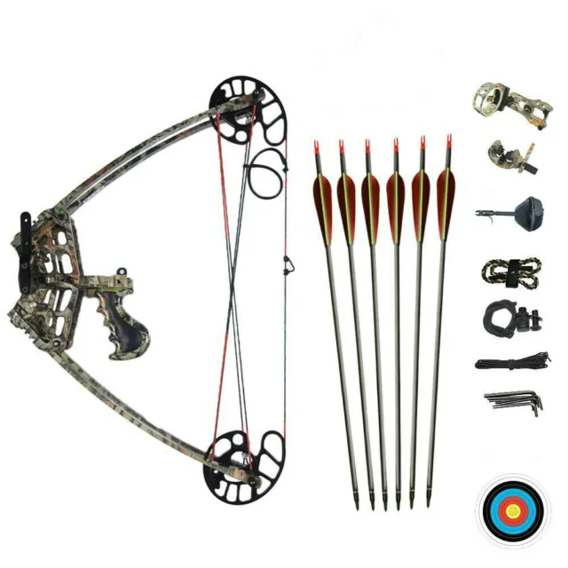 50LBS Magnesium Alloy Triangle Camo Compound Bow Hunting Left&Right Hand Target