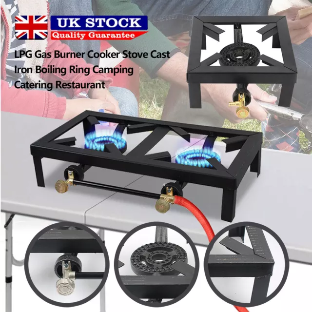 LPG Gas Burner Cooker Stove Cast Iron Boiling Ring Camping Catering Restaurant