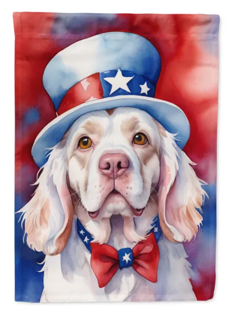 Clumber Spaniel Patriotic American Flag Canvas House Size DAC5688CHF