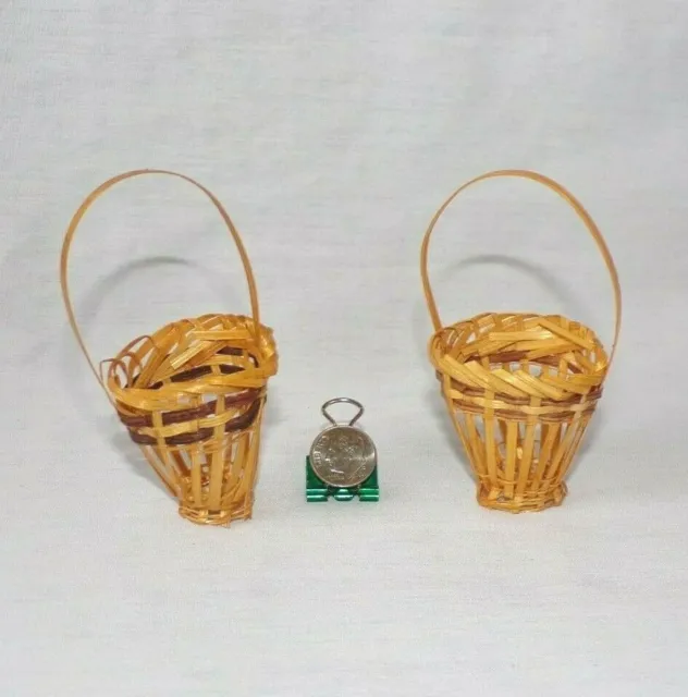 Miniature Dollhouse Lot Wicker Woven Flower Bread Basket Decorative 3.5" Easter