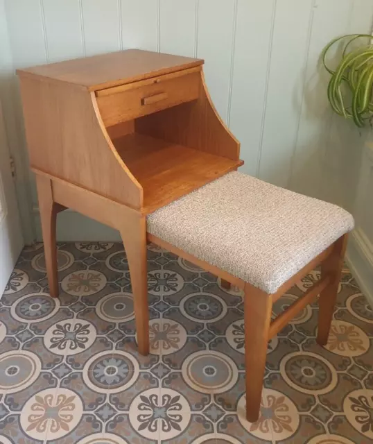 Vintage 'Chippy Heath' Telephone Table Hall Seat, Mid Century 70s Retro, Bedside