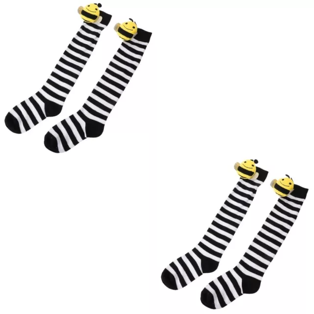 2 Pairs Bee Socks Kids Gifts Girl Child Ordinary Casual Stockings