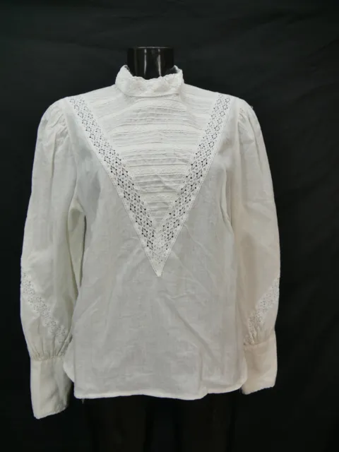 Camicia folcloristica taglia 44 bianca camicetta per Dirndl Peter Hahn pizzo cotone TB8896