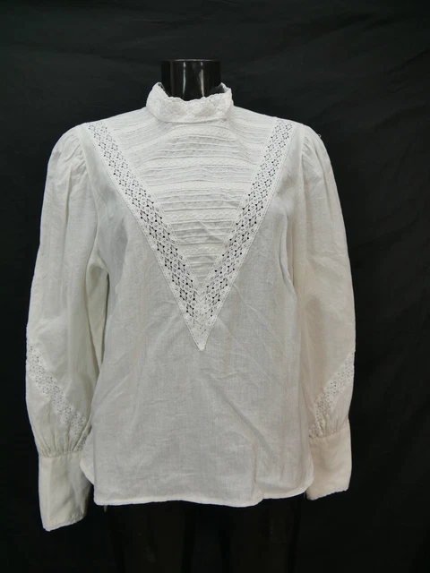 Camicia folcloristica taglia 44 bianca camicetta per Dirndl Peter Hahn pizzo cotone TB8896