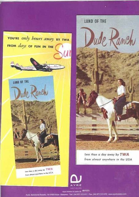 TWA Trans World  Airlines late 40s Dude Ranch Vacation brochures lot of 2