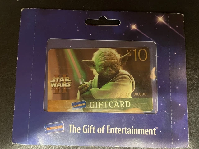 Blockbuster Gift Card 10 bucks Yoda Attack of the Clones No Value Star Wars