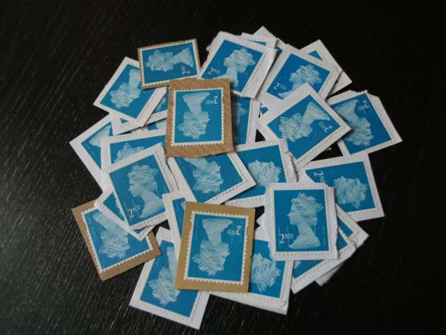 40 GB Unfranked 2nd Second Class Blue Stamps on Paper. Face Value £34