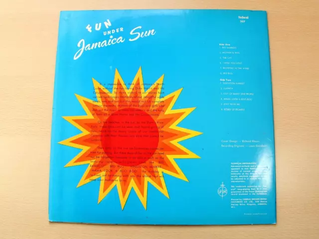 EX/EX-!! Duke Harris/Fun Under Jamaica Sun/1967 Kalypso LP 2