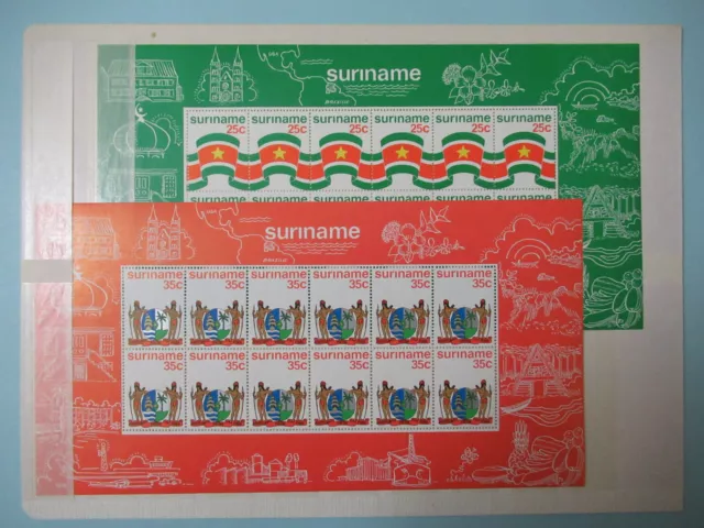 Suriname 1976 N. 2 Minifogli Serie N. 715-716 Nuovi ** Mnh Val. Cat. € 22,00