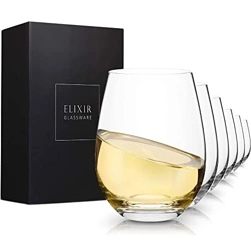 E STEMLESS WINE Glasses Hand Blown Red White Wine Glasses Set Of 6