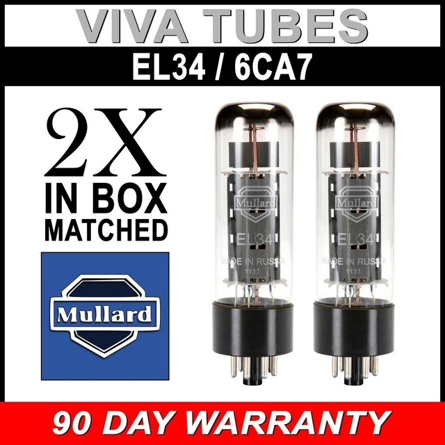 Lot De 8 Lampes EL34 Mullard Blackburn XF2 - O-getter - Tubes Audio Vintage UK