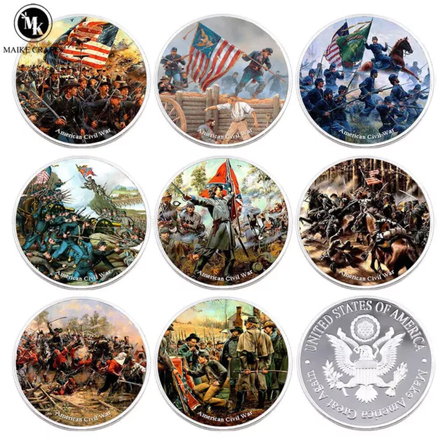 American Civil War Commemorative Coins Metal Gold Plated Silver Coins Collection