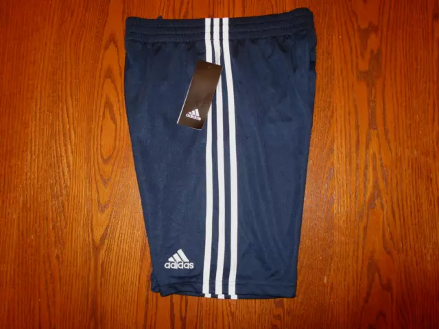 Nwt Adidas Navy Blue W/White Stripes Athletic Shorts Boys Medium 10-12