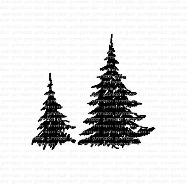 Gummiapan Gummistempel 18100231 - 2  Tannenbäume Pinienbäume Baum Wald Natur