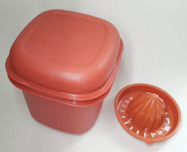 Vtg Tupperware ice bucket 1466/7 & unused lemon squeezer 409 burnt orange c1970s 2