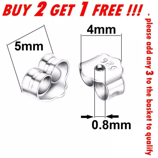 New 925 Sterling Silver Stud Earrings Cubic Zirconia Women Pack Backs Small Sets