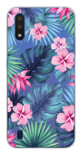 Coque en silicone imprimée compatible Samsung Galaxy A01 Tropical Aquarelle