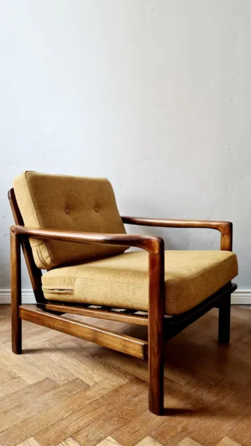 Mustard linen Century Vintage Danish Style Armchair 1960s-70s