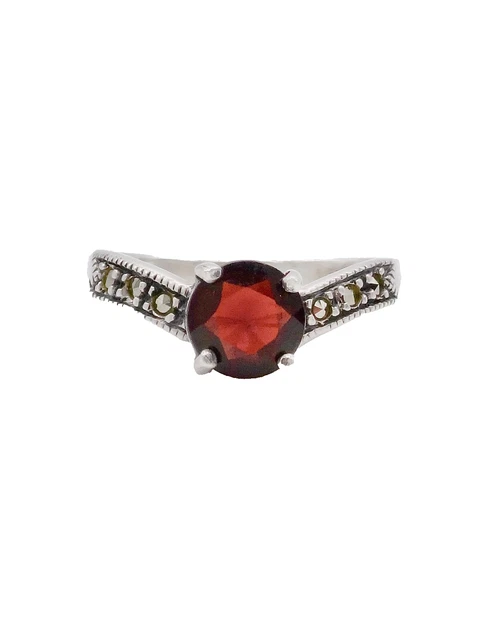Bague Vintage Art Déco En Argent 925 Avec Marcassites - Taille 59, Style Panier Ajouré