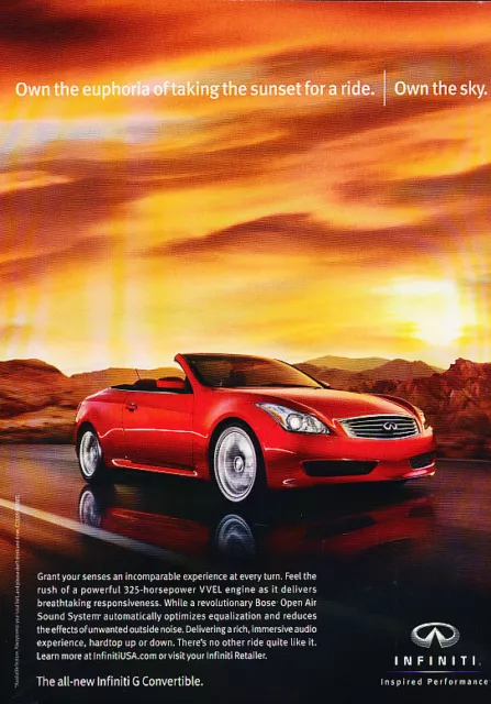 2009 2010 Infiniti G37 convertible - red -  Classic Advertisement Ad A59-B
