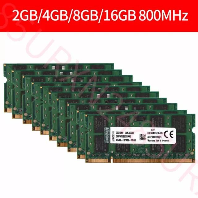 20GB 16GB 8GB 4GB 2GB DDR2 PC2-6400 KVR800D2S6/2G Laptop RAM For Kingston Lot UK