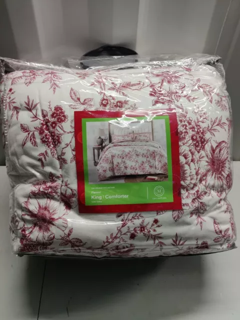 Martha Stewart Holiday Collection Winter Floral Flannel Comforter, King