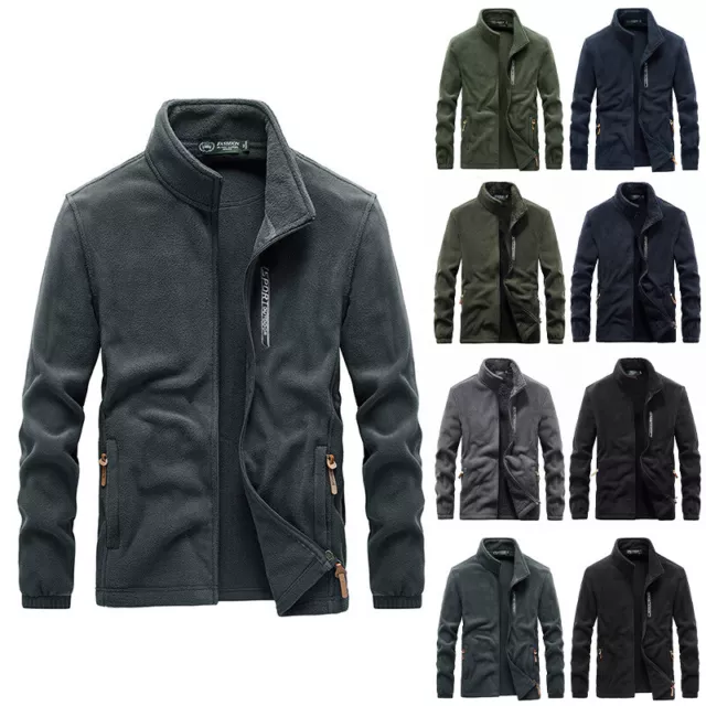 Mens Fleece Jacket Long Sleeve Sherpa Jackets Men Plain Holiday Zip Up Outwear