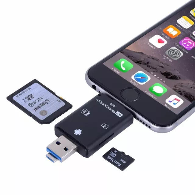 Card Reader External Dual Storage iFlash Device for iOS HD USB Micro SD SDHC OTG
