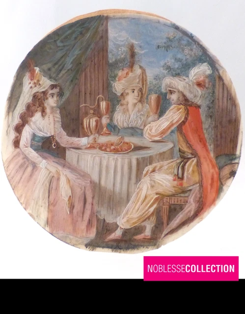 ANTIQUE END OF 18th CENTURY FRENCH ORIENTALIST SCHOOL MINIATURE HAND PAINTED