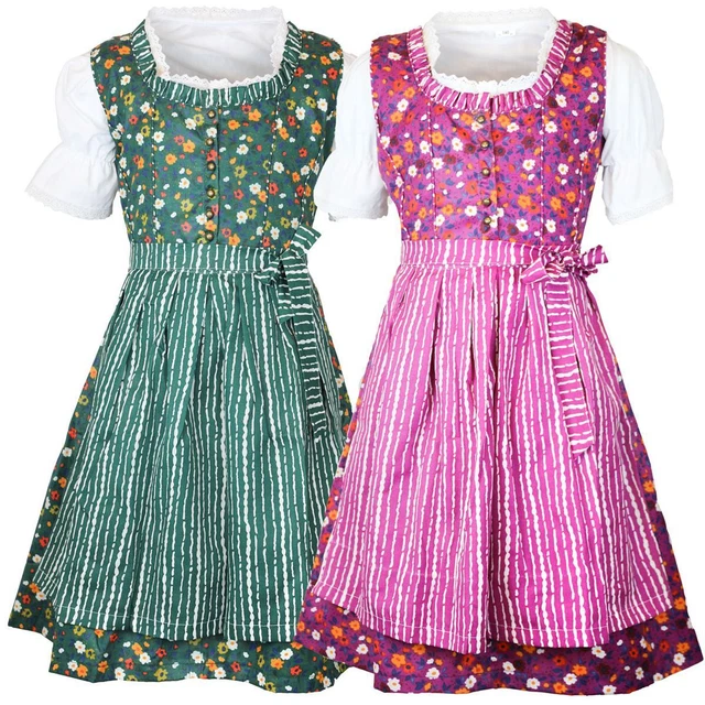 Dirndl Kinder 3-teilig - Trachtenkleid Mit Bluse Für Oktoberfest & Feste