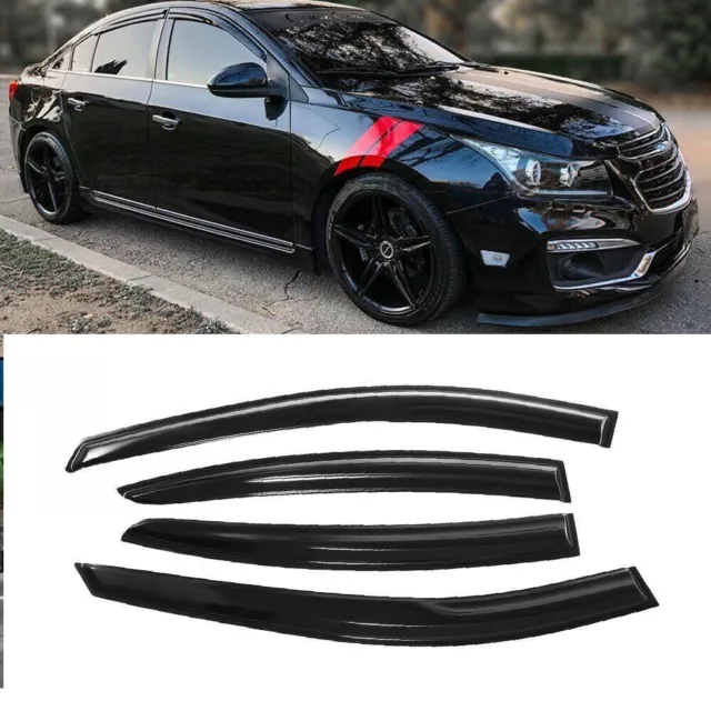 fits For 2011-2015 Chevy Cruze Black 3D Wavy Window Visor Rain Guard Deflector