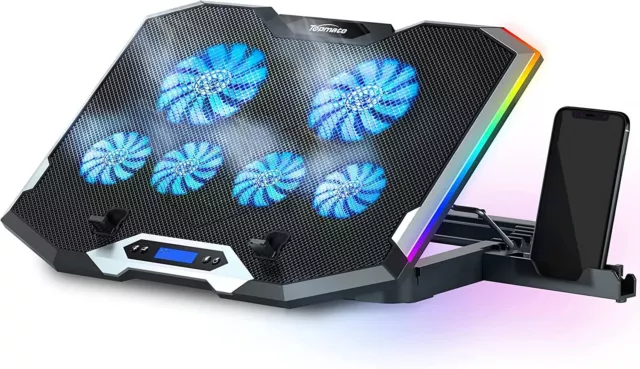 KLIM Halo Support refroidisseur PC Portable Gamer / Éclairage RGB / 11 - 17  / Ventilateur USB / Stable et Silencieux / Compatible Mac et PS4 - Support  pour ordinateur - Achat & prix