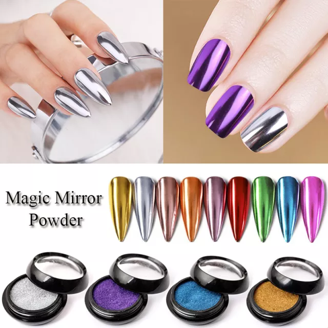 Nagel Spiegel Glitzer Effekt Pulver Staub für UV Gel Nail Art Chrom Pigment DI ￢