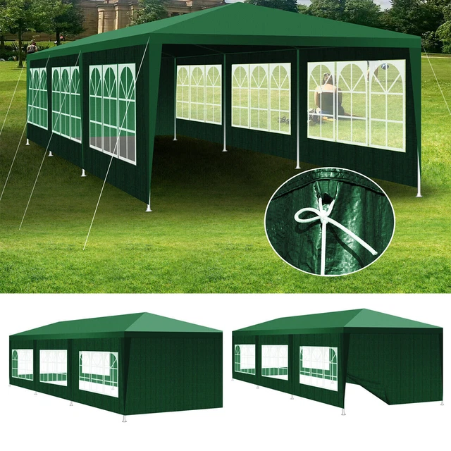3x9M Garten Pavillon Grün Wasserdicht Gartenzelt Partyzelt Seitenteile Stahlrohr