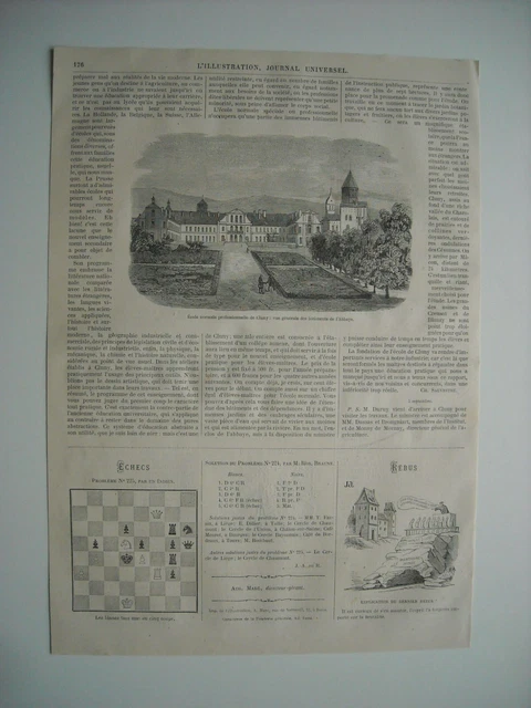 Gravure 1866. L’ecole Normale De Cluny , Saone-Et-Loire. Vue De L'abbaye. Explic