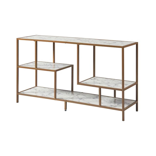 Teamson Home - Marmo TV Stand With Faux Marble top, Brass Finish