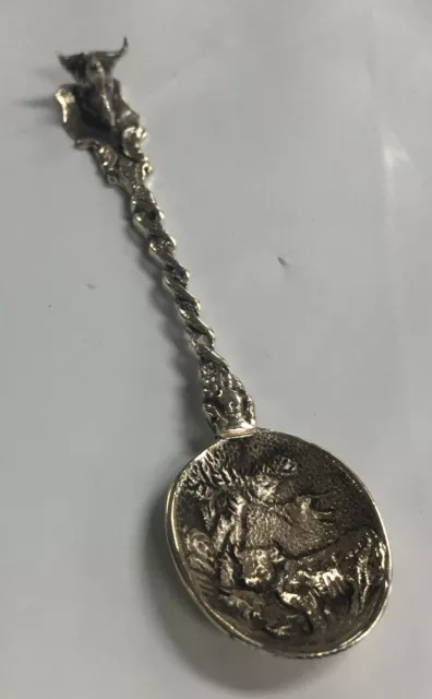 Vintage Dutch Sterling Silver Souvenir Spoon with Cow Figure
