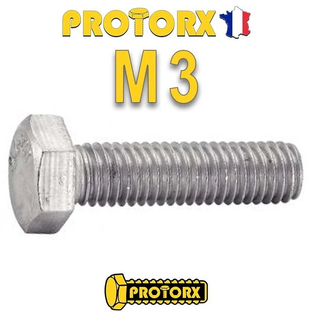 VIS À MÉTAUX TÊTE HEXAGONALE ENTIÈREMENT FILETÉE : M3 x (8 à 40mm) | 10 à 50pcs